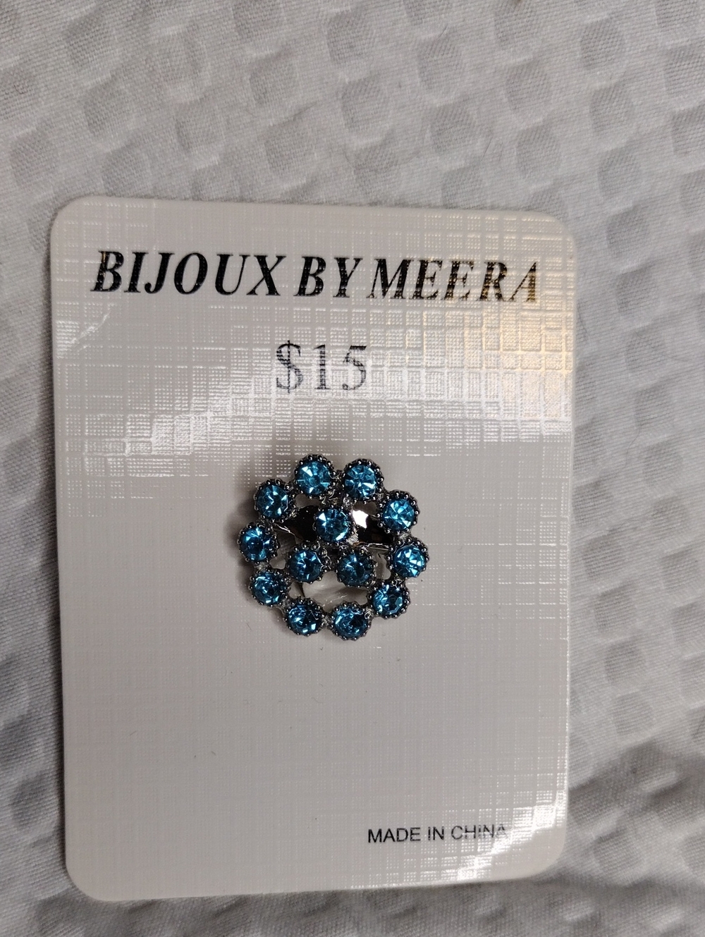 Bijoux by Meera Blue Crystal Floral Brooch